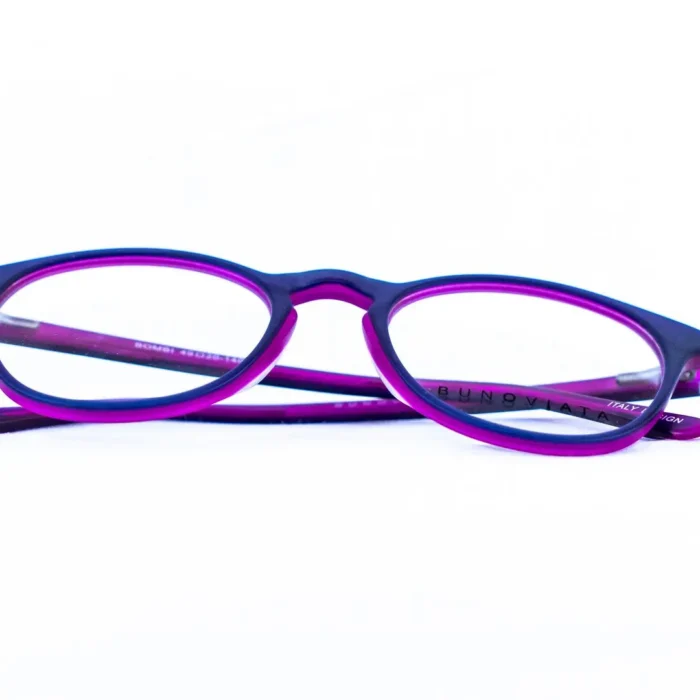 Lunette Bunoviata en acétate violet – détail monture-opticien dakar.webp