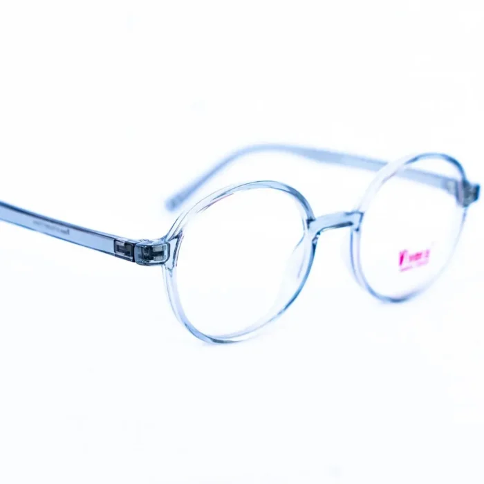 Détail de la monture Vivera en plastique acétate gris – Showroom Luxe Optique.webp