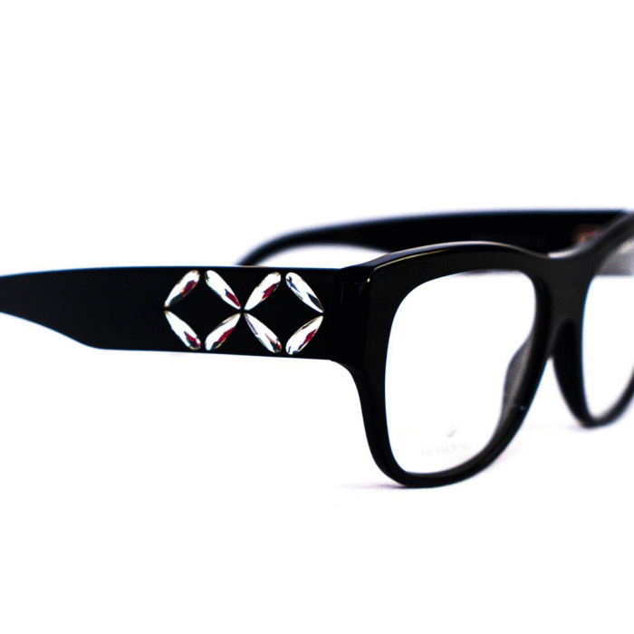 Monture Swarovski noire – Vue de profil Monture Swarovski noire – Vue de profil